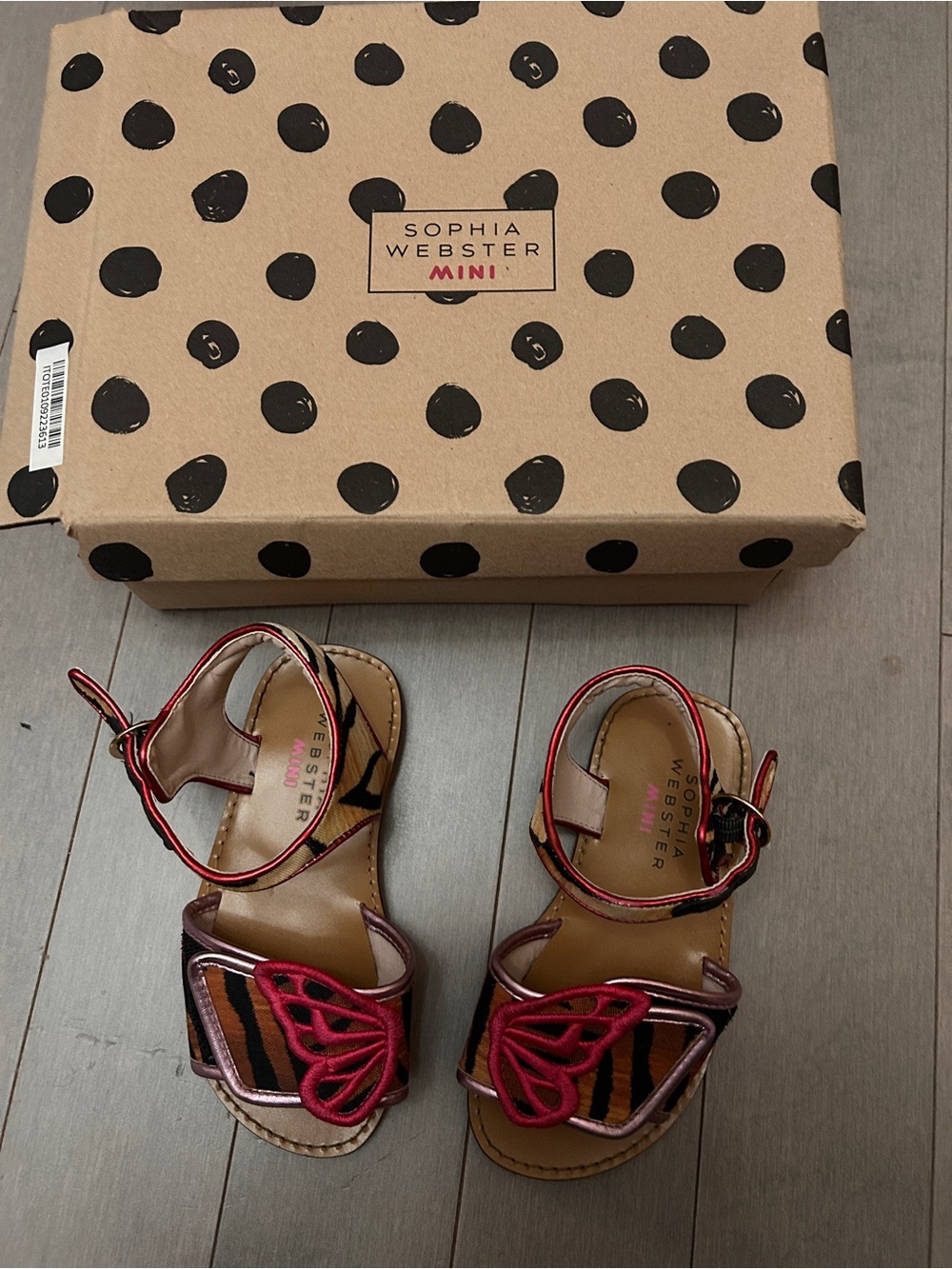 Sophia Webster Pink & Tan Butterfly Strap Sandals